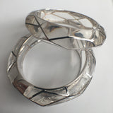 Round Acrylic Bangle with Rhodium Swirls