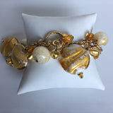 18k Gold Plated Bracelet with Murano Glass Charms
