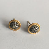 New- Diamond cluster stud earrings, mixed metal