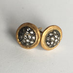 New- Diamond cluster stud earrings, mixed metal