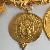 Mixed Metal Coin Necklace with Dangling coins down the back