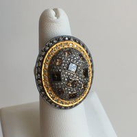Chocolate and Vanilla Diamonds in 24K Gold and Silver setting