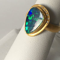 24 Gold Australian Black Opal ring