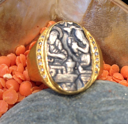 Hieroglyphic Insignia Ring 24K Gold & Silver