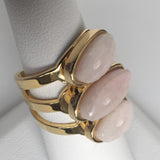18K Gold Plated Adjustable Rose Quartz Stone Ring