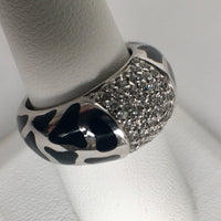 Silver Leopard Spotted Ring with CZs