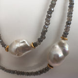 Baroque Pearl and Labradorite Double Strand Necklace