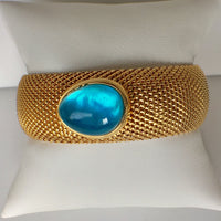 Stunning Blue Quartz Mesh Cuff Bracelet