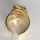 18K Gold Plated Adjustable Rose Quartz Stone Ring