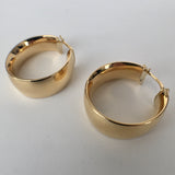 Wide Band 18K Gold Hoops