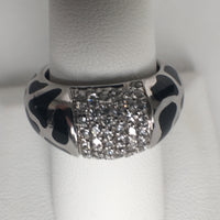 Silver Leopard Spotted Ring with CZs