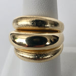 Triple Band Satin and Shiny Gold Plated Ring