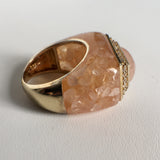 Crushed Rose Quart Stone Ring
